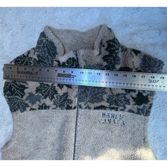 Vintage Quality Goods Canada Women Small Gray Sherpa Fleece Vest Pocket Full-Zip - Picture 3 of 9